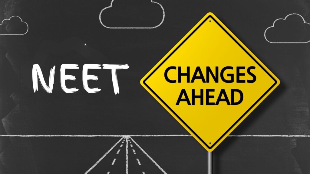 Picture with the text "NEET CHANGES AHEAD" with drawing