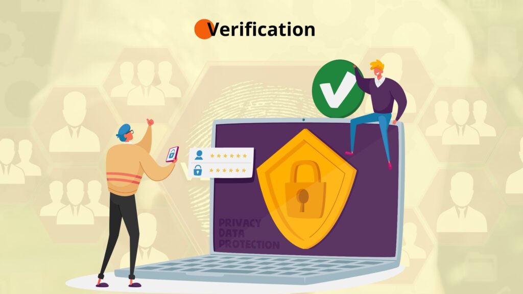 A image of showing two persons sitting and verification process