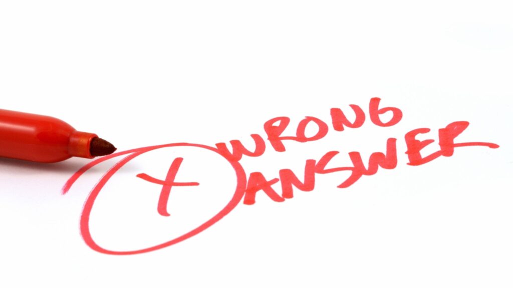 Wrong answers
